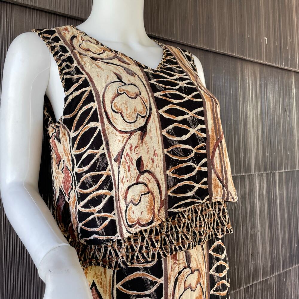🔥 90s Rabbit Rabbit Rabbit Geometric Abstract Print Boho Tribal Safari Dress 10 - Picture 5 of 14